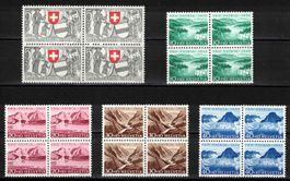 Pro Patria 1952 Serie im 4er-Block ** postfrisch