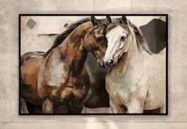 Poster affiche Impression Couple romantique chevaux cheval