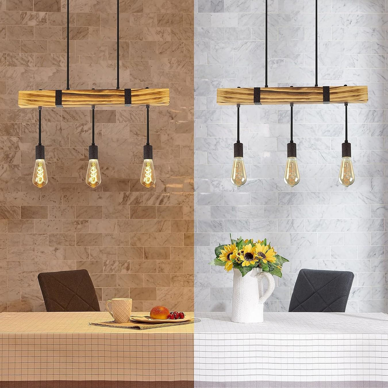 Kronleuchter & Deckenlampen: 25W Holz Pendelleuchte Vintage Hängelampe Retro Holzbalken – Neu und originalverpackt aus Herisau von Serenco 7