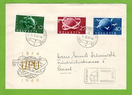 1949 FDC 75 Jahre Weltpostverein SBK 100.--