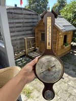 Wetterstation Barometer Thermometer Holz West Germany