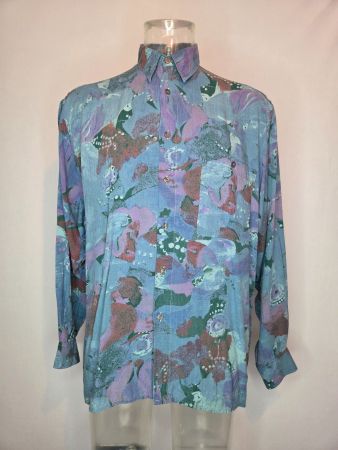 Vintage Viskose Herrenhemd 90er M/L