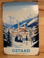 Plaque vintage Gstaad Suisse - Déco hivernale chalet!