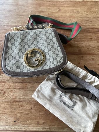 Gucci Umhängetasche GG Canvas, Leder, Vintage 👜