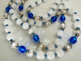 Maritime Vintage Long Kette - Bergkristall & Glas – 75 cm