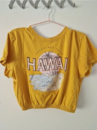 Crop top - Yellow, Hawaii print - Size S