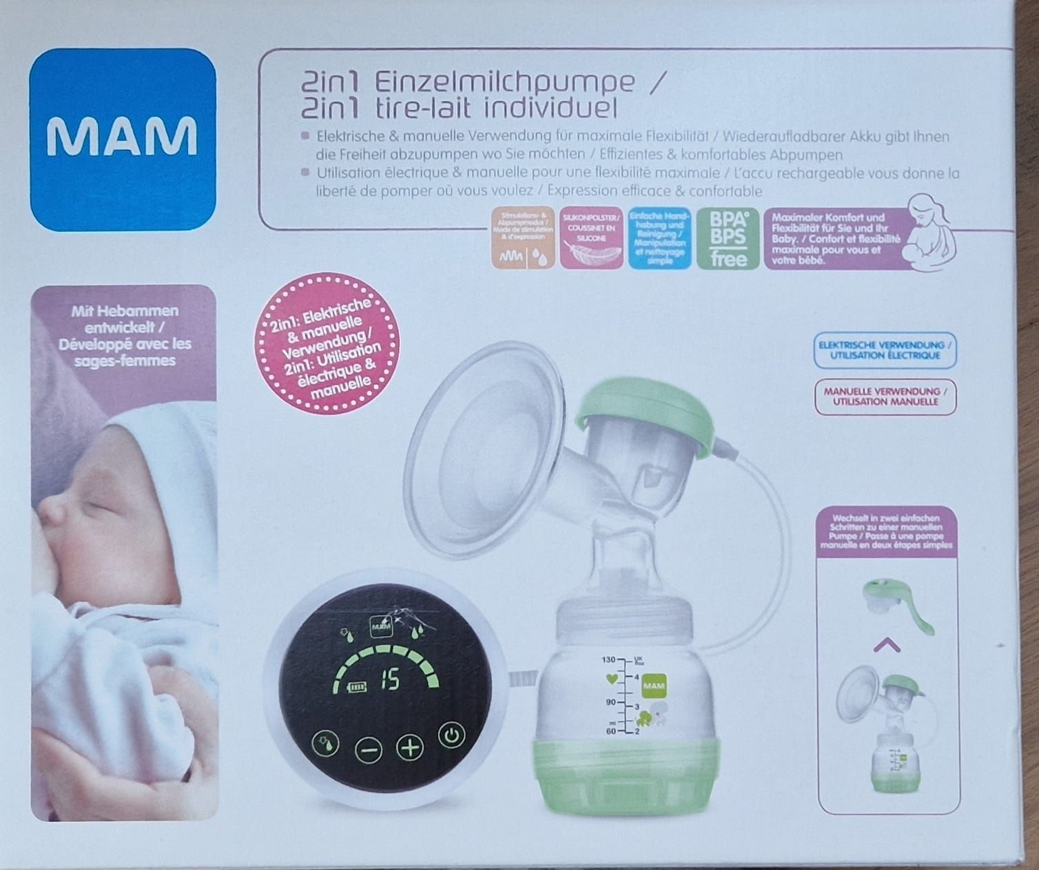 Mam Accessori per l’allattamento: MAM 2in1 Einzelmilchpumpe elektrisch manuell – Usato da Altdorf UR venduto da Maesu23