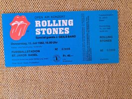 Rolling Stones Open Air Ticket - 15. Juli 1982 Basel