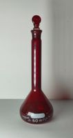 Pyrex Messkolben 50ml Rotglas Labor Flasche Vintage 15cm