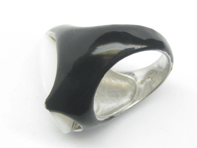 Anelli: spezieller Ring Silber 925 emailliert weisser Stein Gr. 57 – Usato da Ermatingen venduto da Decovin 4