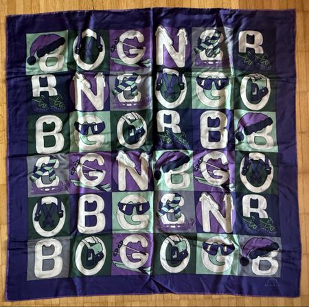 Tuch Bogner bedruckt lila/grau guter Zustand