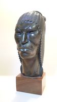 Holz-Skulptur - INKA-KRIEGER-KOPF - GUERRERO INCA - 1950er