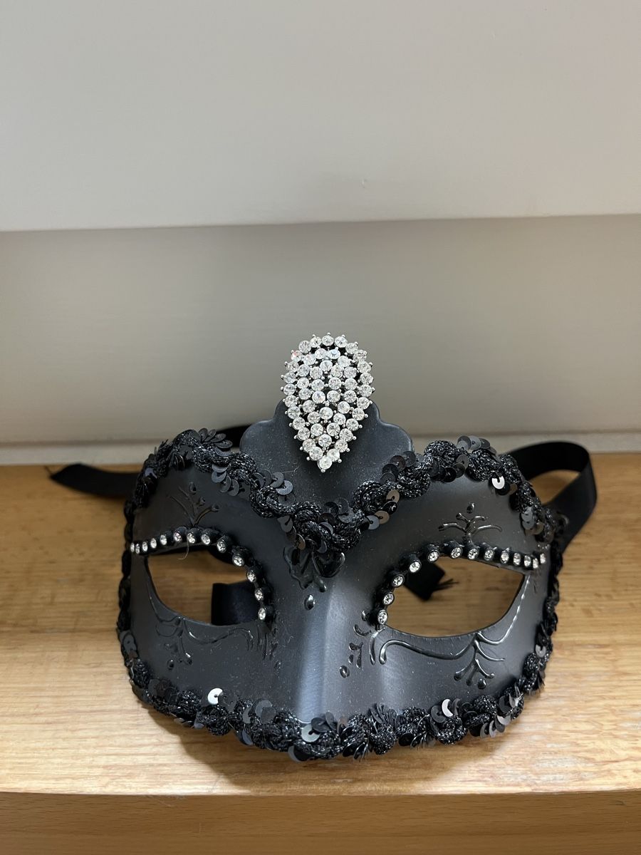 Venetian Mask Tragicomic Venezia Black with Rhinestones (Neu (gemäss ...