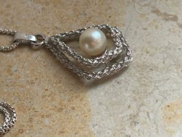 Silberkette mit Perle, Vintage 925