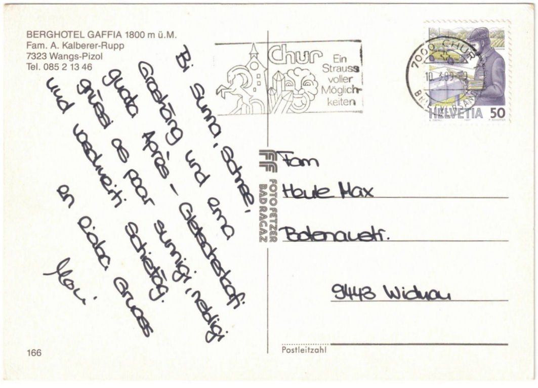 Cartoline postali: Wangs - 4 Bild AK Gaffia – Usato da Binningen venduto da Mountainrider 1