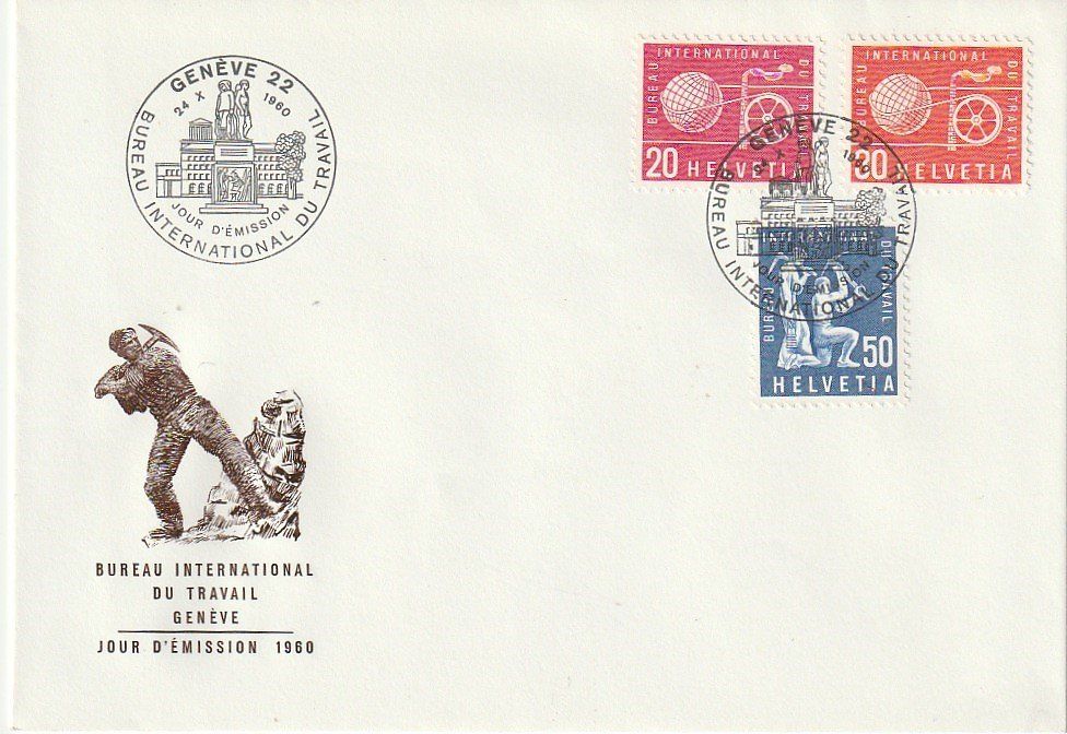 Alle Briefmarken: Bureau Interntional du Travail BIT, FDC 13.2..75 – Gebraucht aus Aarburg von Aare10 2
