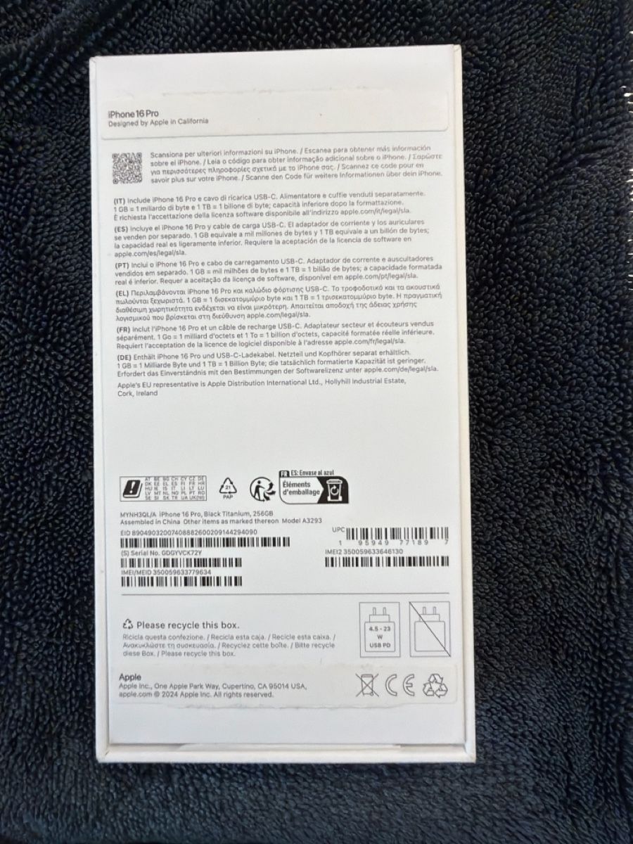 Apple Telefoni cellulari / Smartphones: Apple iPhone 16 Pro Black Titanium 256GB – Usato da niederhasli venduto da Ramonh 1