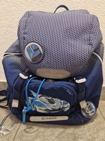 Schulrucksack/Schultheke Beckmann blau mit Regenschutz