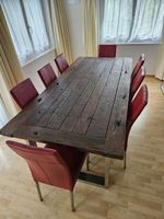 Echtleder Esszimmerstühle rot mit Edelstahlgestell