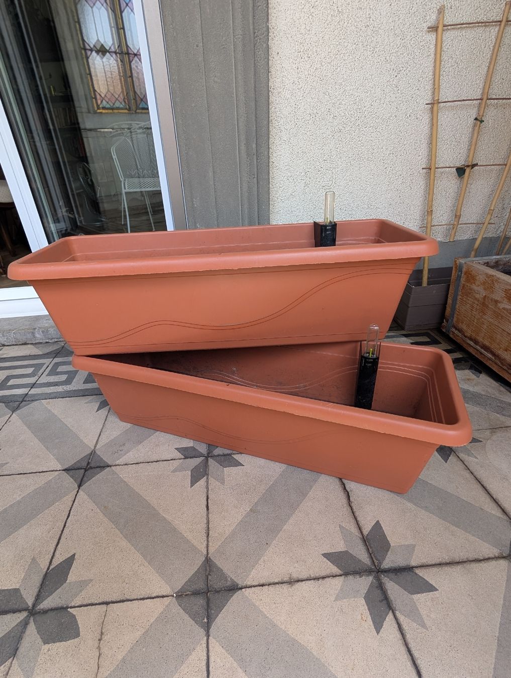 Vasi per fiori: 2er Set Blumentopf braun, 59x21cm, Plastik  – Usato da Zürich venduto da Hedkandi 1