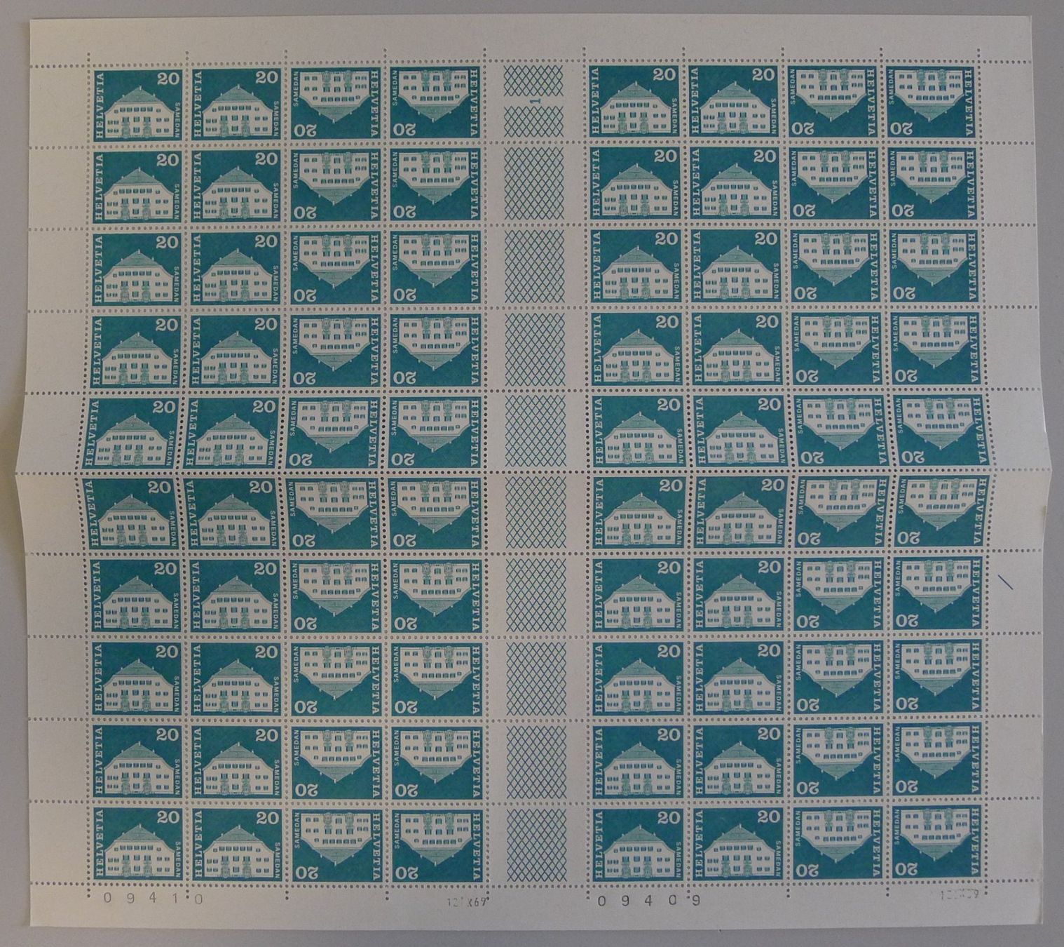 Tutti i francobolli: 1970, S71/K53 kompletter Bogen postfrisch **. – Usato da Sursee venduto da Luzernerraute
