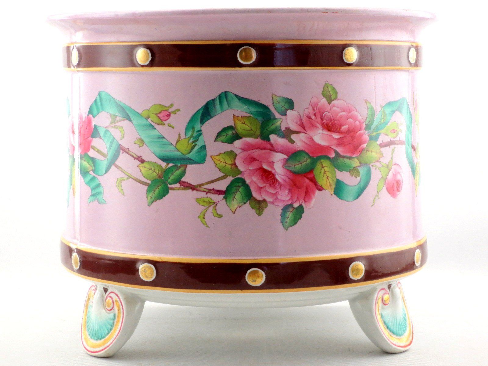 Blumentöpfe: Cache pot Minton 19e roses rubans Blumentopf Pflanzentopf – Gebraucht aus Noville von ceram 3
