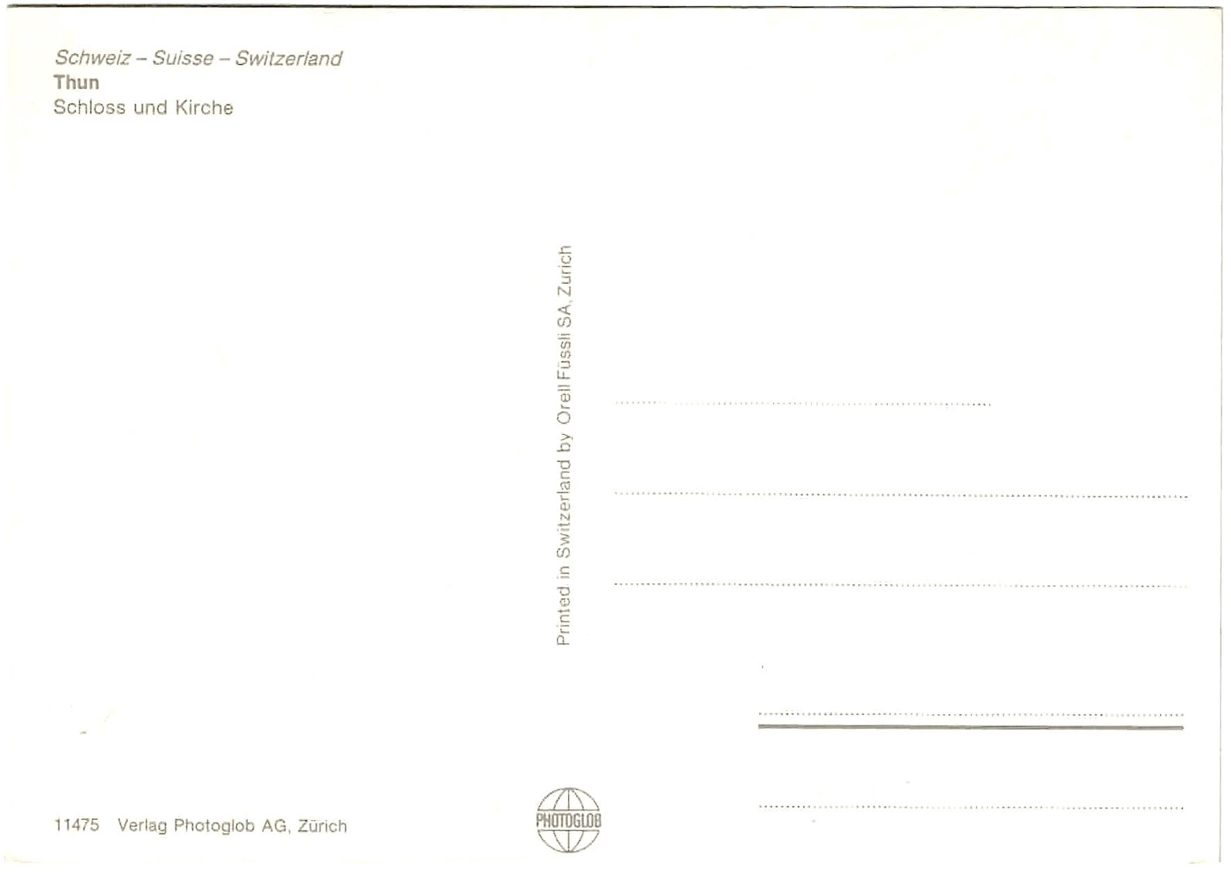 Ansichtskarten: THUN - Schloss & Kirche ca. 1960 (BE) – Gebraucht aus Oberdorf BL von Hopfehuepfer 1