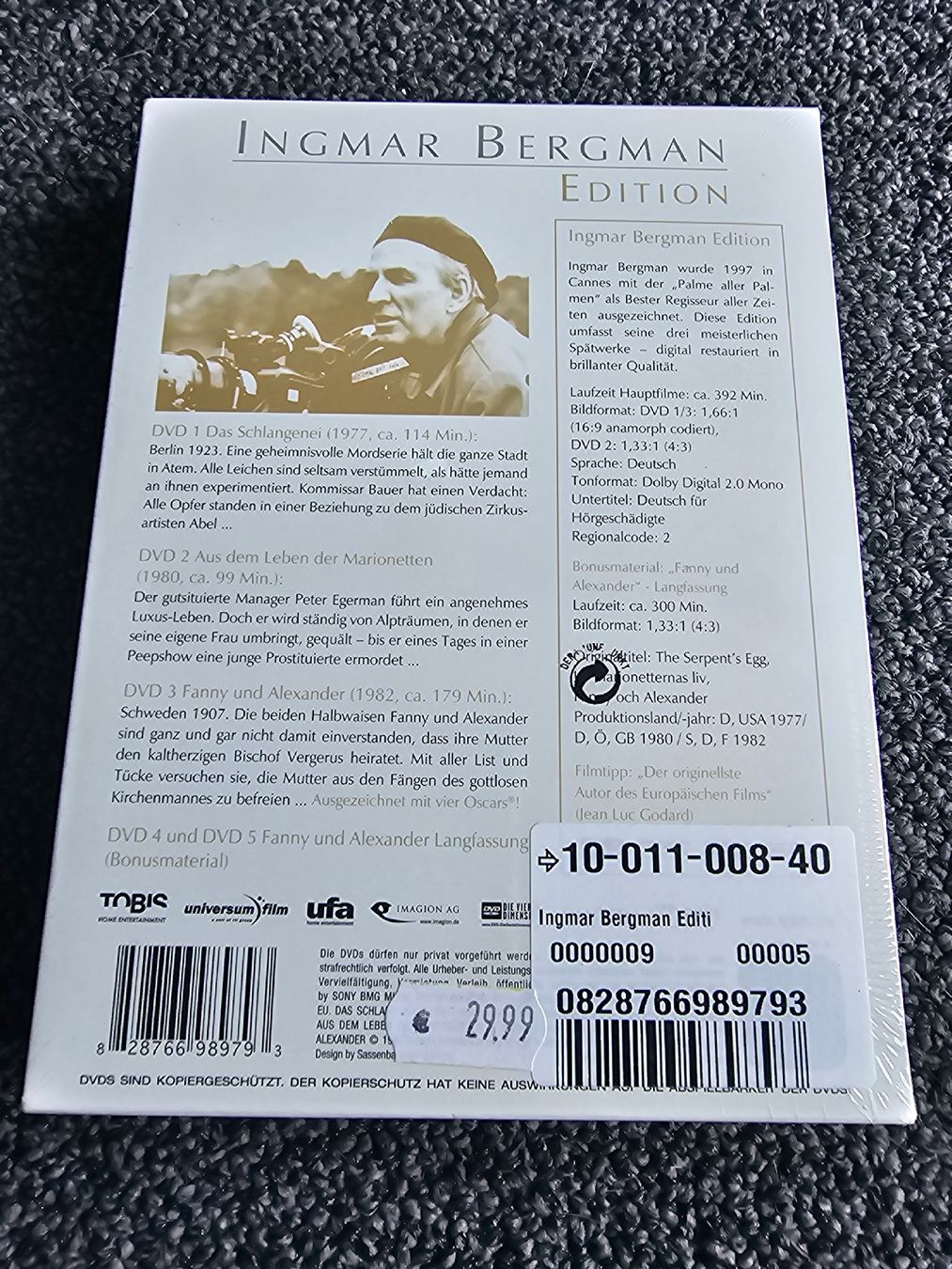 Tutti i DVDs: Ingmar Bergman Edition Neuverpackt – Nuovo e nell'imballaggio originale da Ruswil venduto da jan_bxl5 1