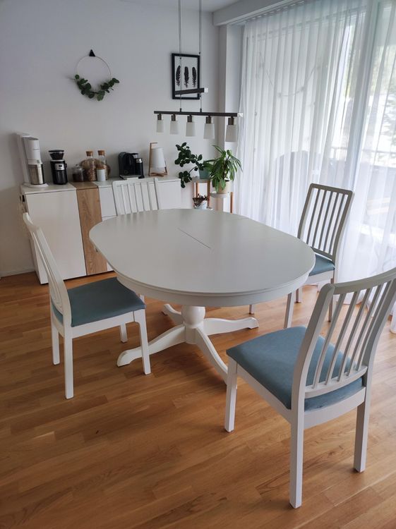 Ausziehbarer Esstisch mit 4 Stühlen Ikea Ingatork / Ekedalen Kaufen