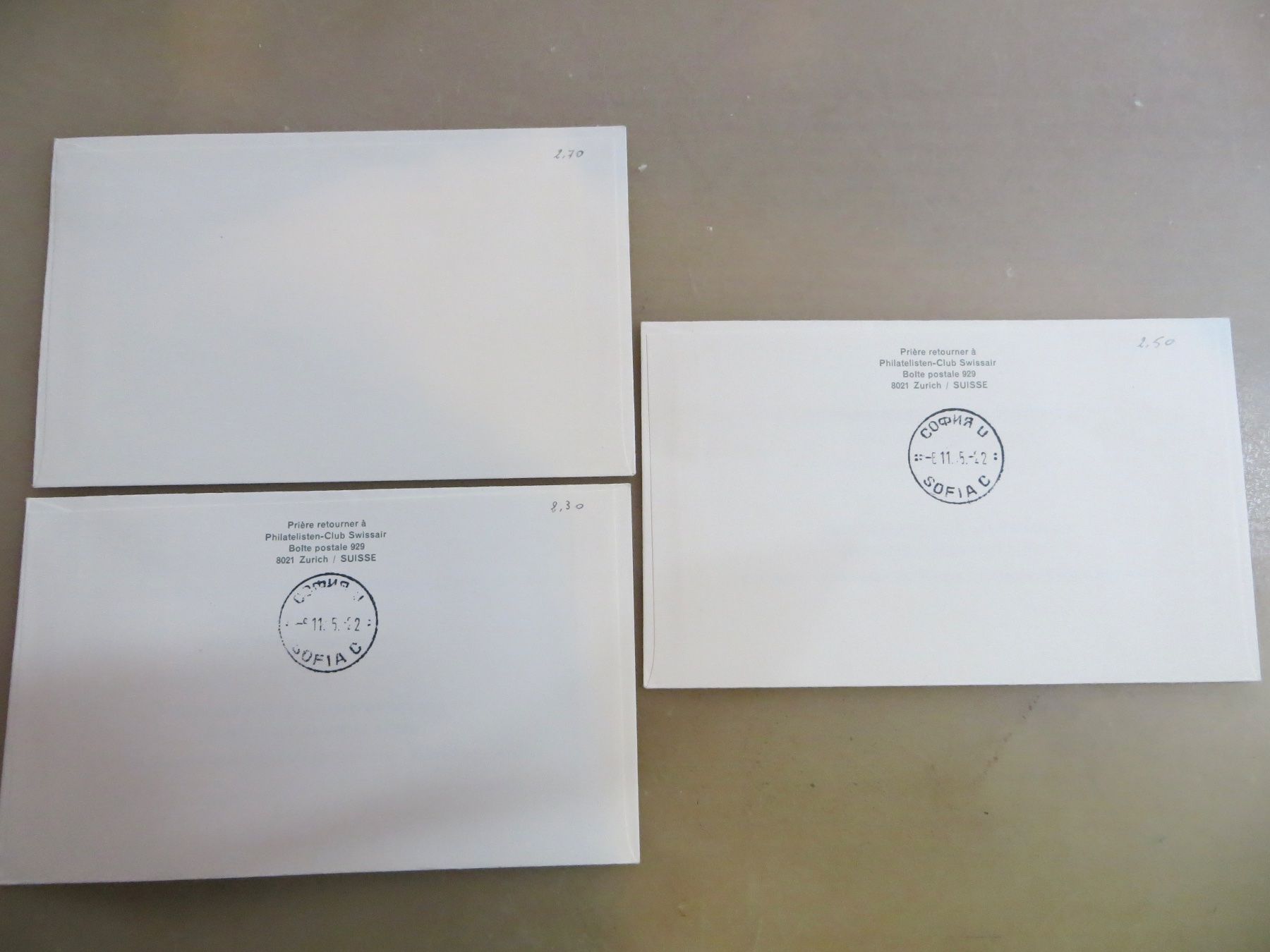 Alle Briefmarken: 3 Luftpostbriefe Zürich-Sofia + retour 1965 – Neu (gemäss Beschreibung) aus Basel von 8013 1