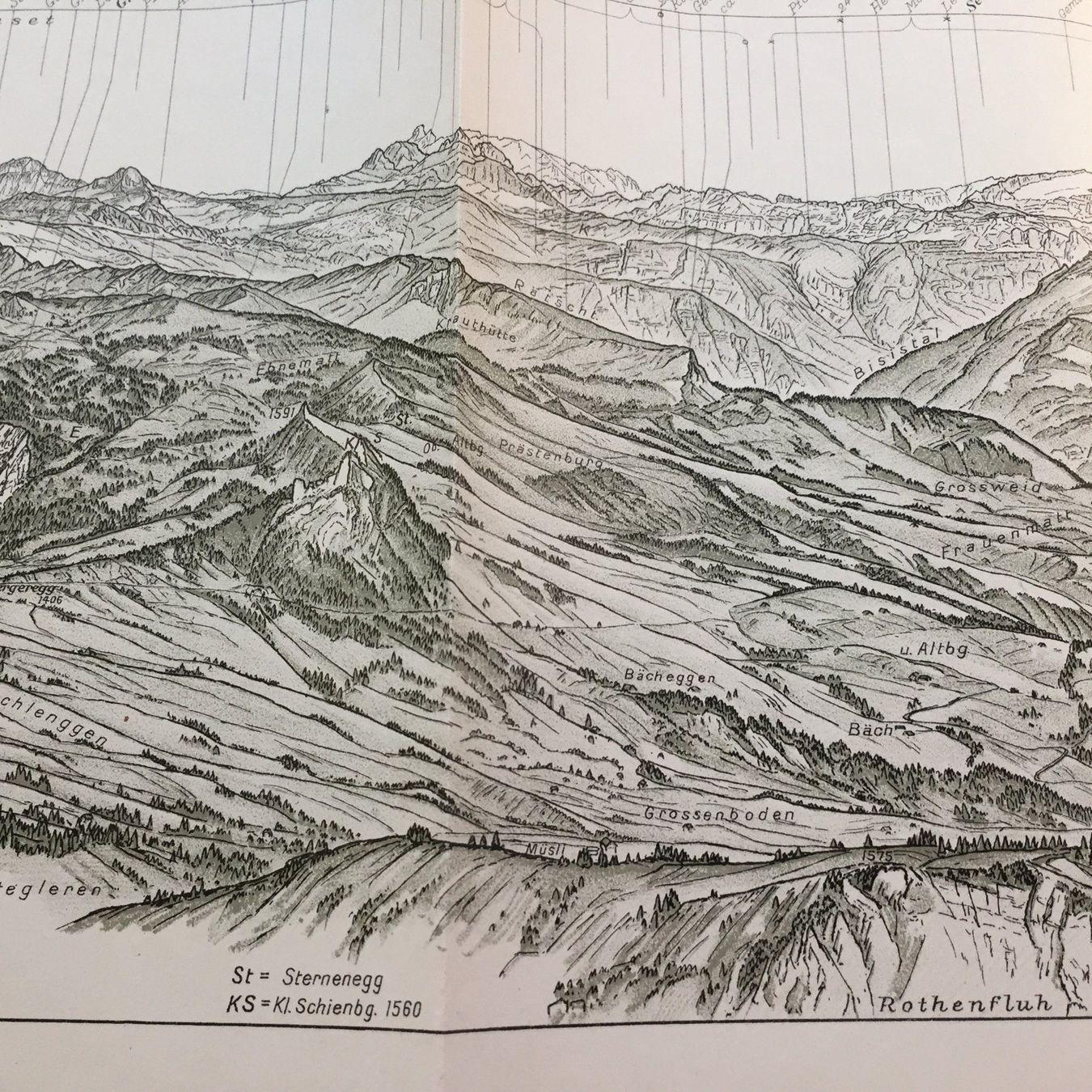 Cartine & Atlanti: Mythen Rundsichtpanorama 1924 ORIGINAL – Usato da Trachslau venduto da post35 2