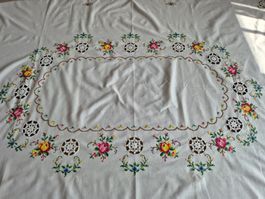 Handgestickte Tischdecke, Vintage, Top Zustand, Frühling