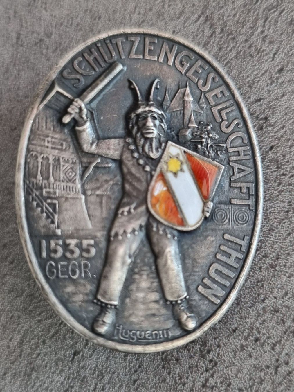 Plaketten & Abzeichen: Schützengesellschaft Thun, Abzeichen, Huguenin, Silber – Gebraucht aus Lenzburg von freedomky