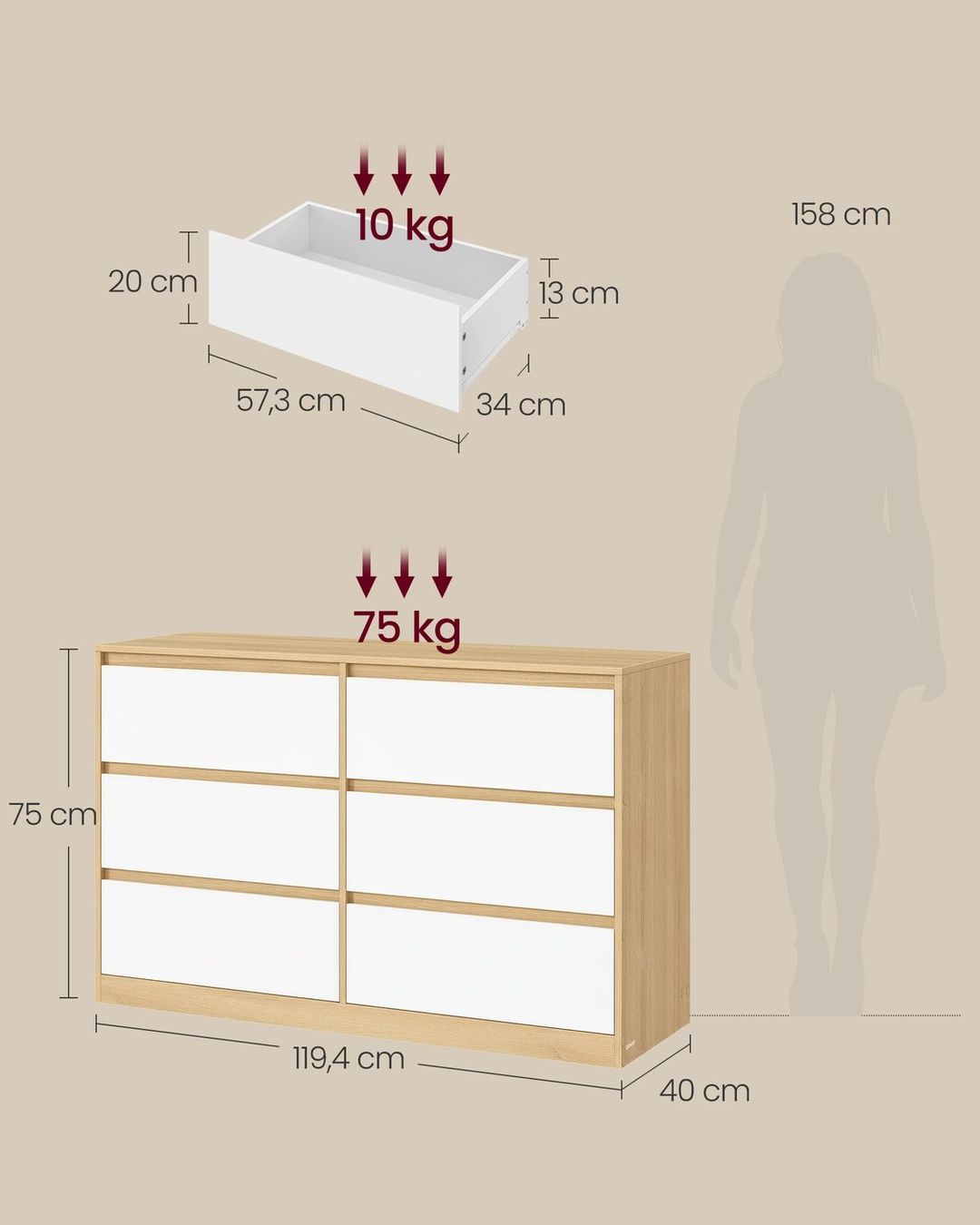 Kommoden: Kommode mit sechs Schubladen NOREA – Neu und originalverpackt aus Lachen SZ von MAMORU-MOEBEL 4