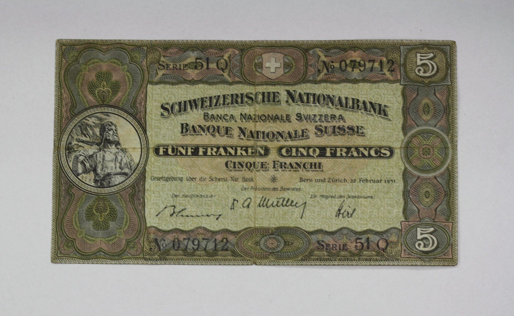 Billets de banque: 5 Franken Note 1951 – D'occasion à Chur par Invinoveritas 1