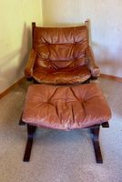 Ledersessel Vintage mit Ottoman