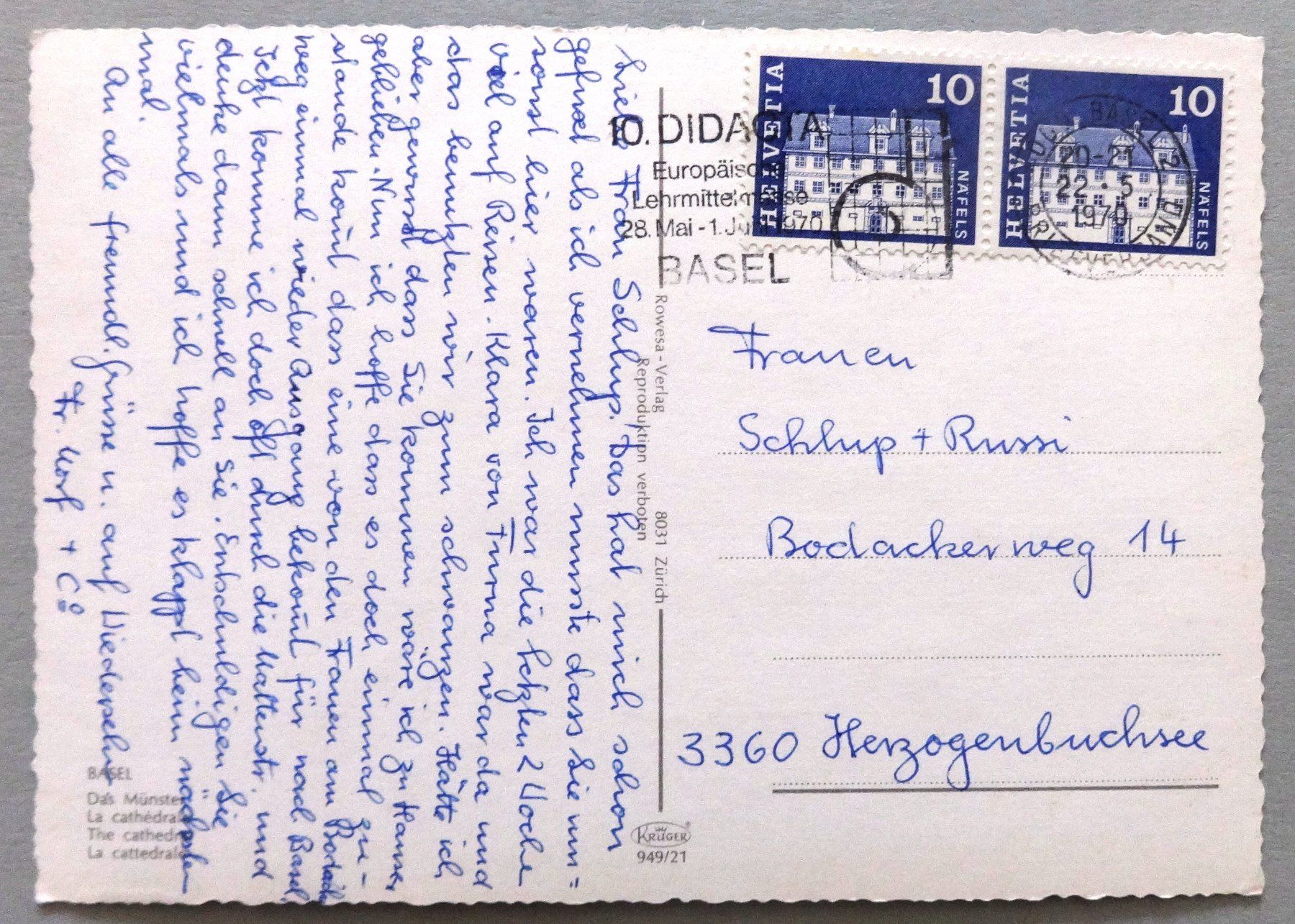 Cartes postales: Basel - Das Münster – D'occasion à Fétigny par Billy2miny 1