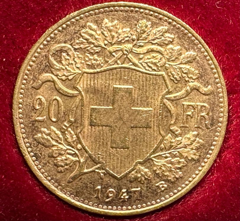 Gold Vreneli 20 Fr. 1947 Top Zustand (Gebraucht) in Hubersdorf für CHF ...