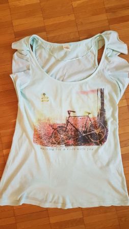Mintfarbenes Baumwolltop mit Print