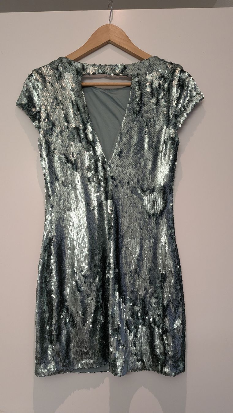 Zara Vestiti: Zara Basic sequin dress size M green short sleeve – Usato da Zürich venduto da yan_8lg2 2