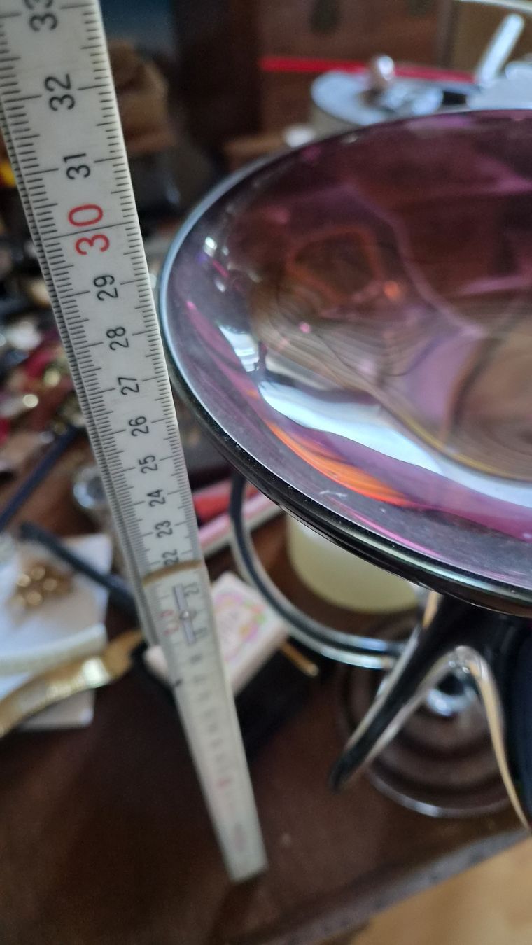 Bicchieri: Fuss-Schale Glas Amethystfarben Durchmesser ca 21 cm – Usato da Kölliken venduto da Upcycling-by-Mc-TAM 7