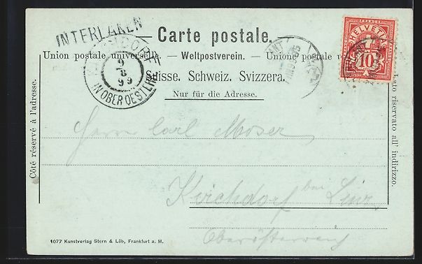 Cartoline postali: Mondschein-AK Interlaken, Ortsansicht – Usato da Berlin venduto da bartko-reher 1