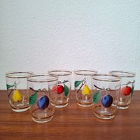 6 verre fruit vintage doré
