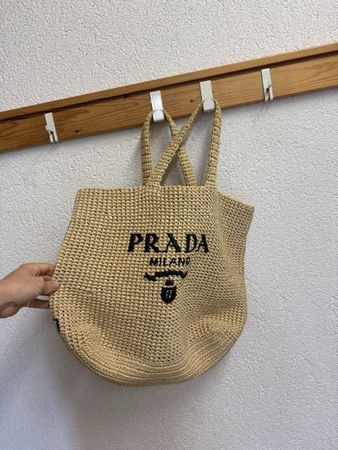 PRADA Strohtasche Milano beige gehäkelt guter Zustand