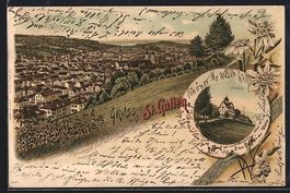 Litho St. Gallen, Falkenburg, Blick übe