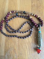 Vintage Boho Kette Holzperlen mit Anhänger..