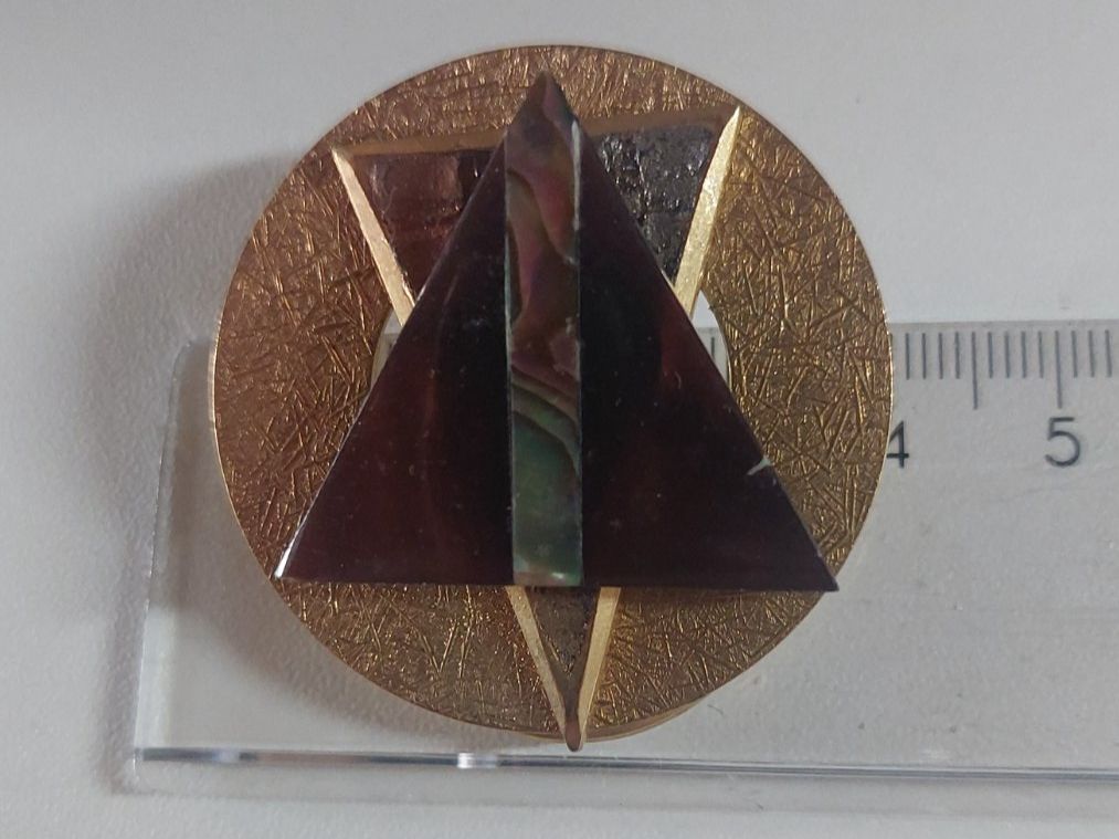 Spille & Fermagli: Vintage Clip, goldfarben mit Muster – Usato da Erlinsbach venduto da pfunky 2