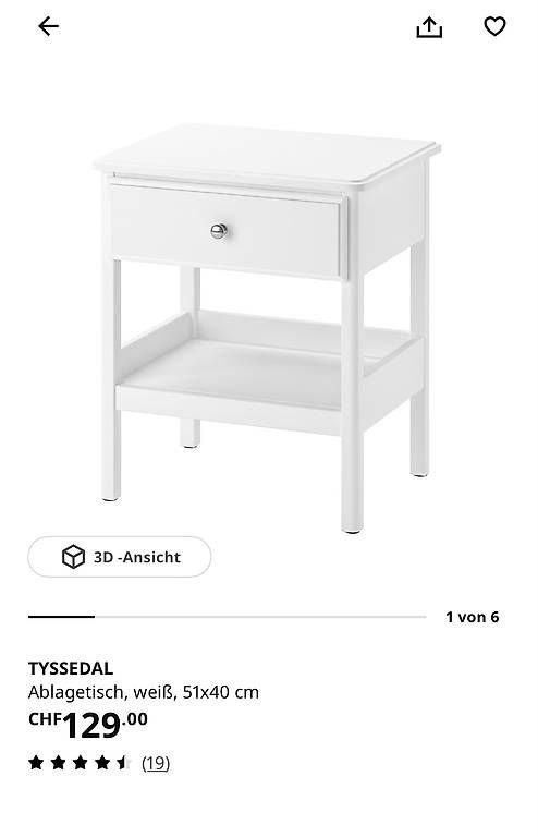 Comodini: Nachttisch/ Ablagetisch Tyssedal weiss – Usato da Aarau venduto da Augusta14 3