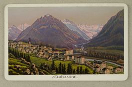 PONTRESINA, ALTKOLORIERTE AQUATINTA VON DIKENMANN