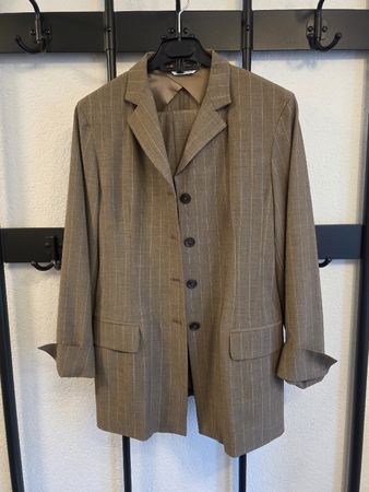 Ensemble Max Mara laine rayé marron